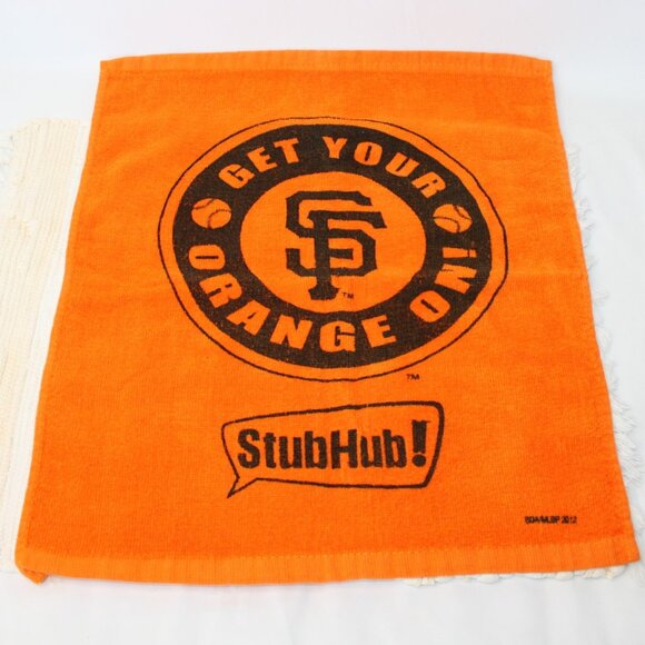 SAN FRANCISCO GIANTS GET YOUR ORANGE ON 2012 RALLY TOWEL STUBHUB SGA PRO TOWELS - Picture 1 of 9